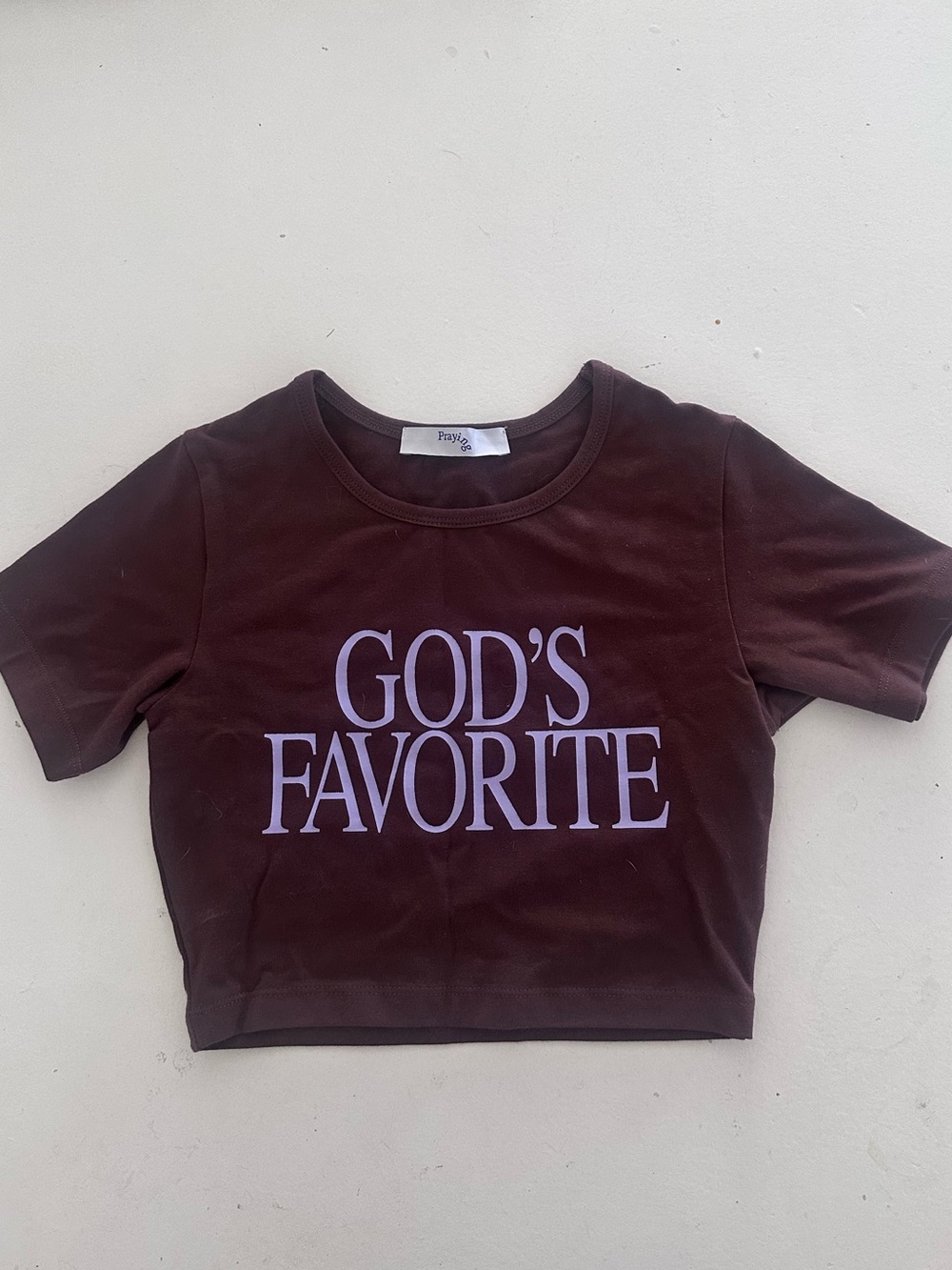 Praying "God's Favorite" Crop Top xs brown